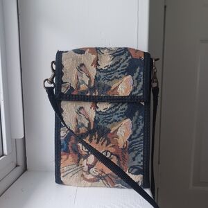 Cat Print Wallet Crossbody Bag